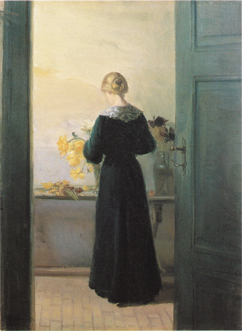 Una joven arregla flores - Anna Ancher