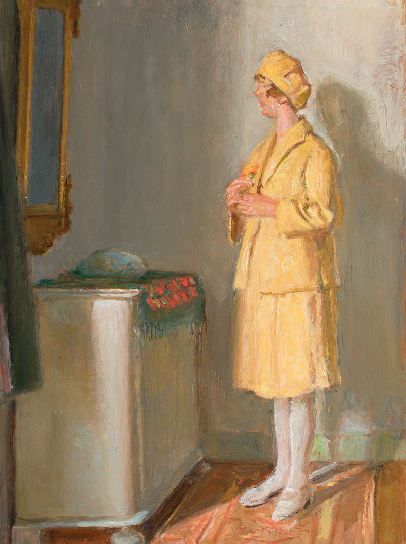 Una mujer joven mirándose en el espejo. - Michael Peter Ancher