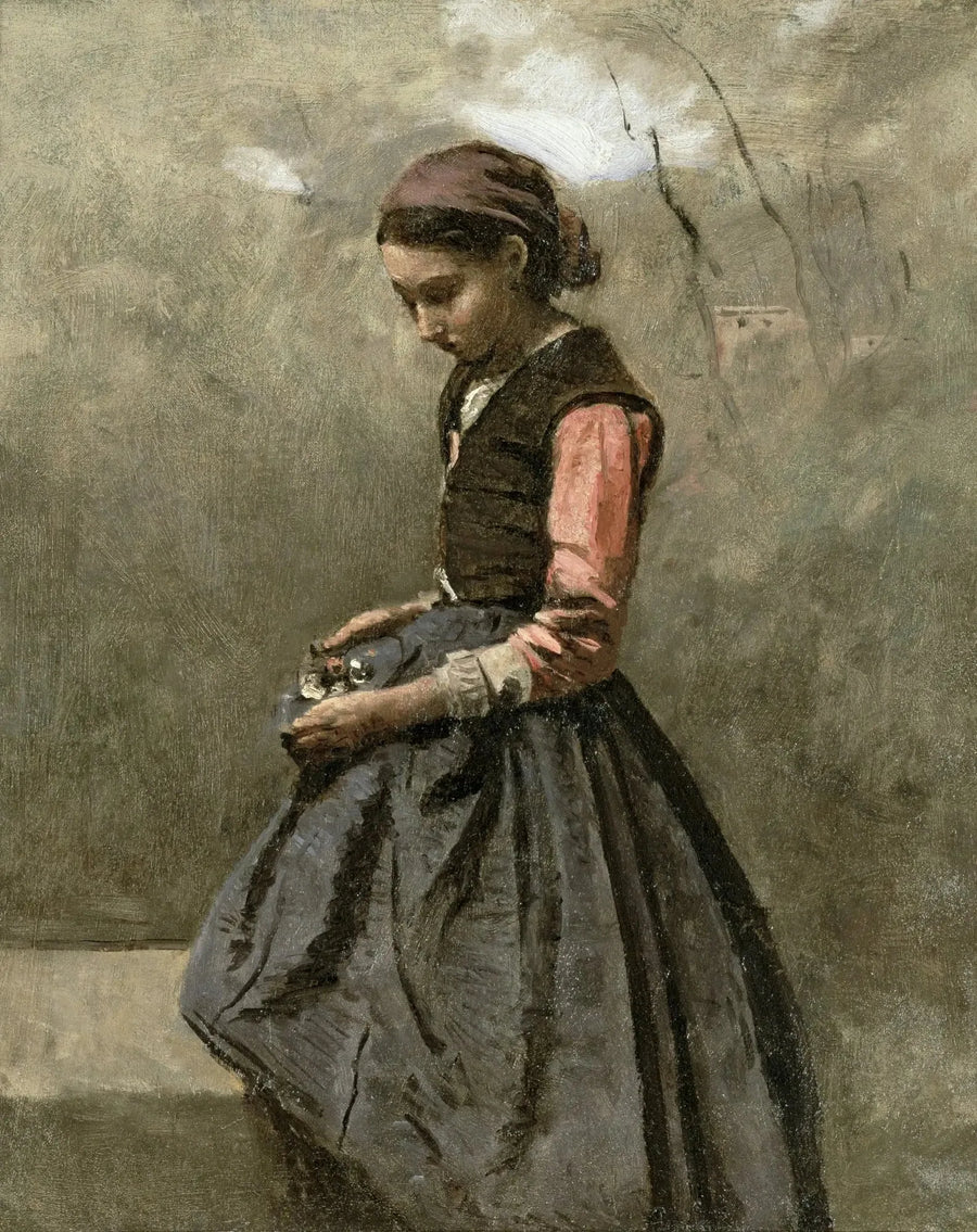 Una joven pensativa - Jean-Baptiste Camille Corot