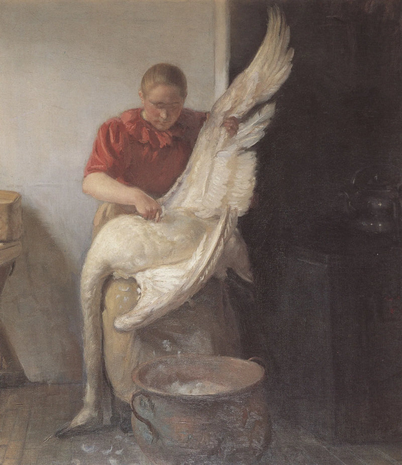 Una niña desplumando un cisne - Anna Ancher