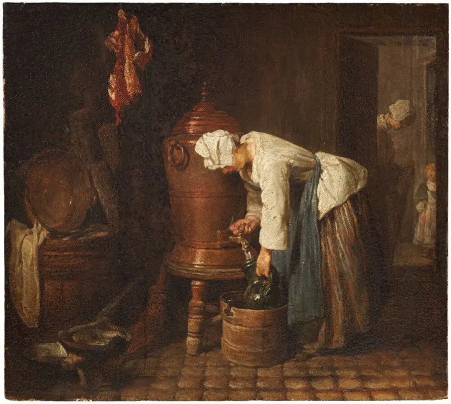 Una joven sacando agua de una fuente - Jean Simeón Chardin
