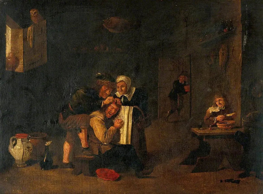 Una operación quirúrgica en la cabeza de un hombre - David Teniers el Joven