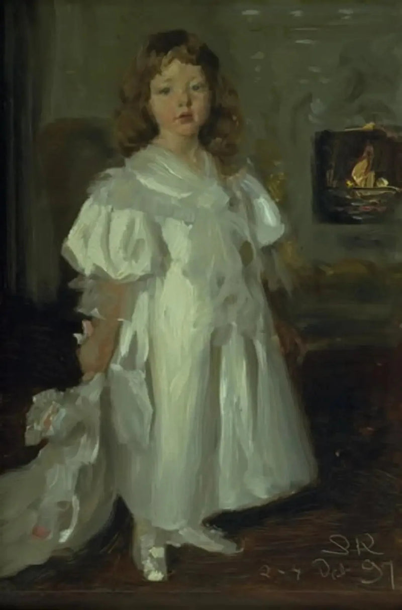 Una niña pequeña, Helga Melchior, con vestido largo - Peder Severin Krøyer