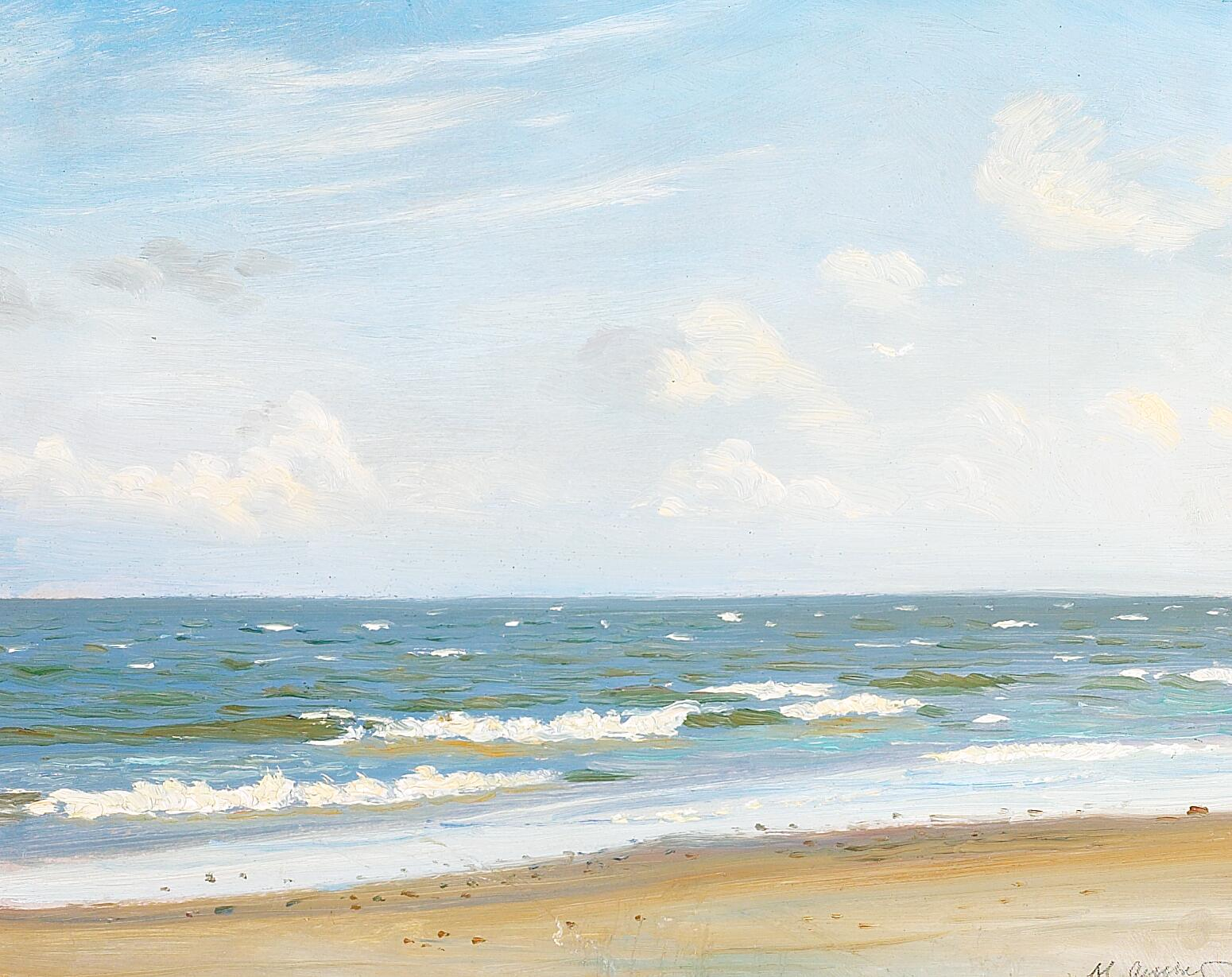Une plage avec vue sur la mer. - Michael Peter Ancher image 1 tableau peint à l’huile sur toile