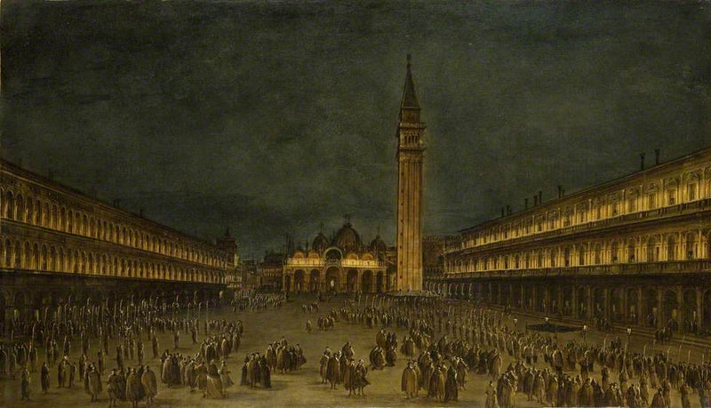 Una procesión nocturna en la plaza de San Marcos - Francesco Guardi