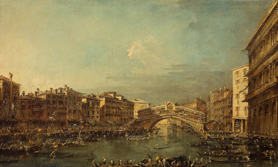 Una regata en el Gran Canal con el puente de Rialto en Venecia - Francesco Guardi