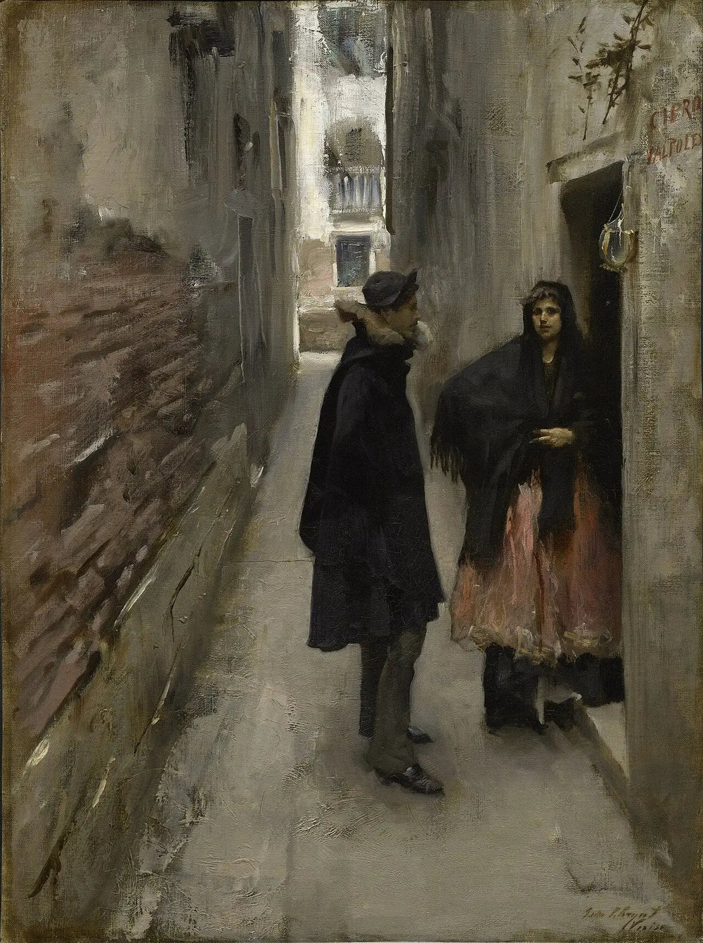 Une rue à Venise - John Singer Sargent image 1 copie de tableau peinte à la main