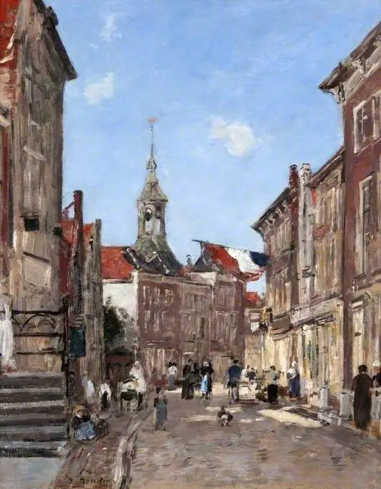 Una calle de Dordrecht - Eugène Boudin