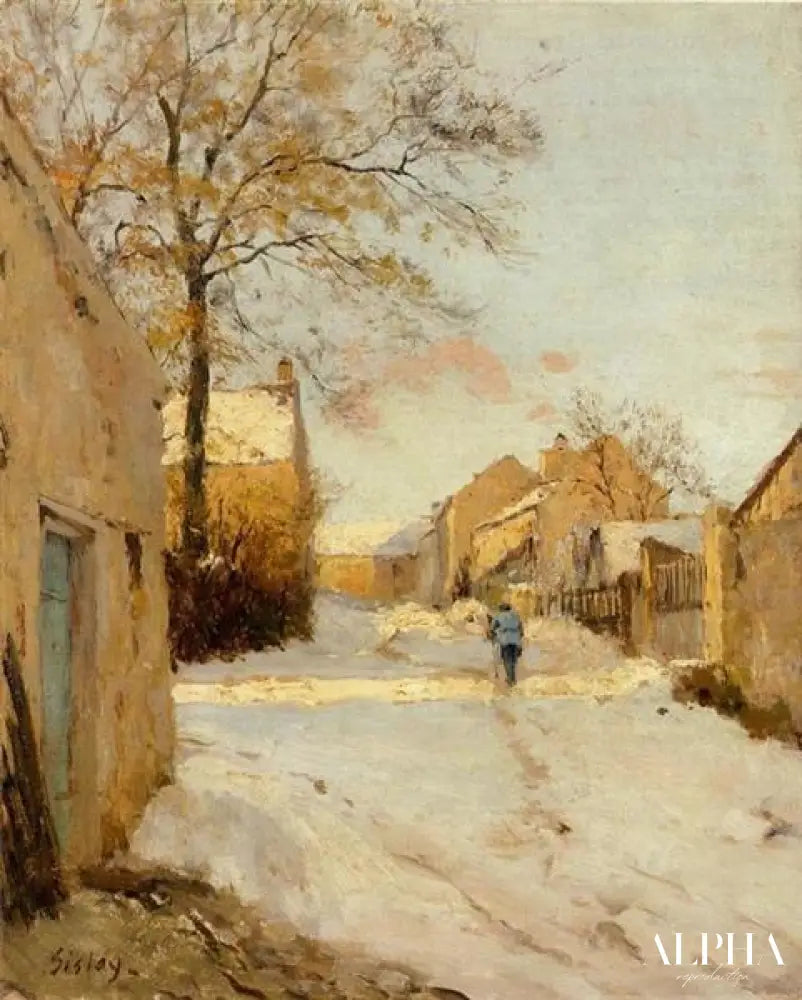 Une rue de village en hiver - Alfred Sisley - Reproductions de tableaux et peintures haut de gamme