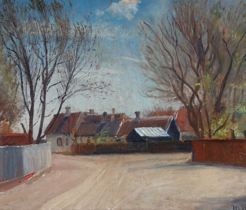 Una escena de Br��ndumsvej en Skagen. -Michael Peter Ancher