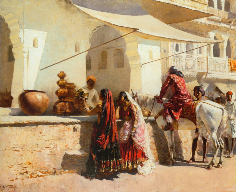 Una escena de mercado callejero, India - Edwin Lord Weeks