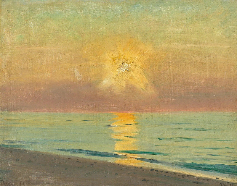 Una escena nocturna con vista al mar. - Michael Peter Ancher
