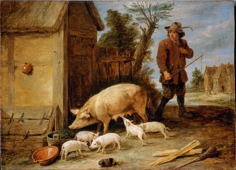 Una cerda y su camada - David Teniers el Joven