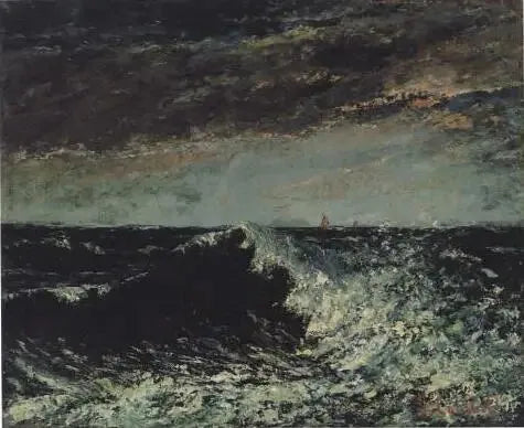 Una ola rompiendo bajo las nubes de tormenta - Gustave Courbet