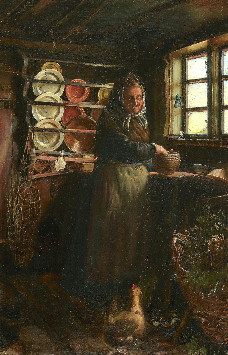 Una anciana en su cocina. - Anna Ancher