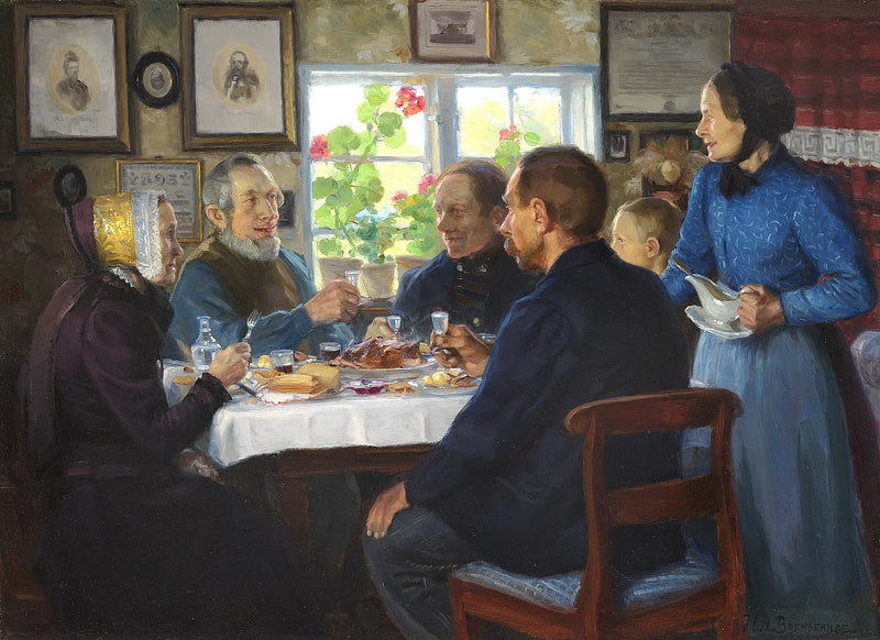 Una visita al tejedor Hans Nielsen en Abbednæs. - H. A. Brendekilde