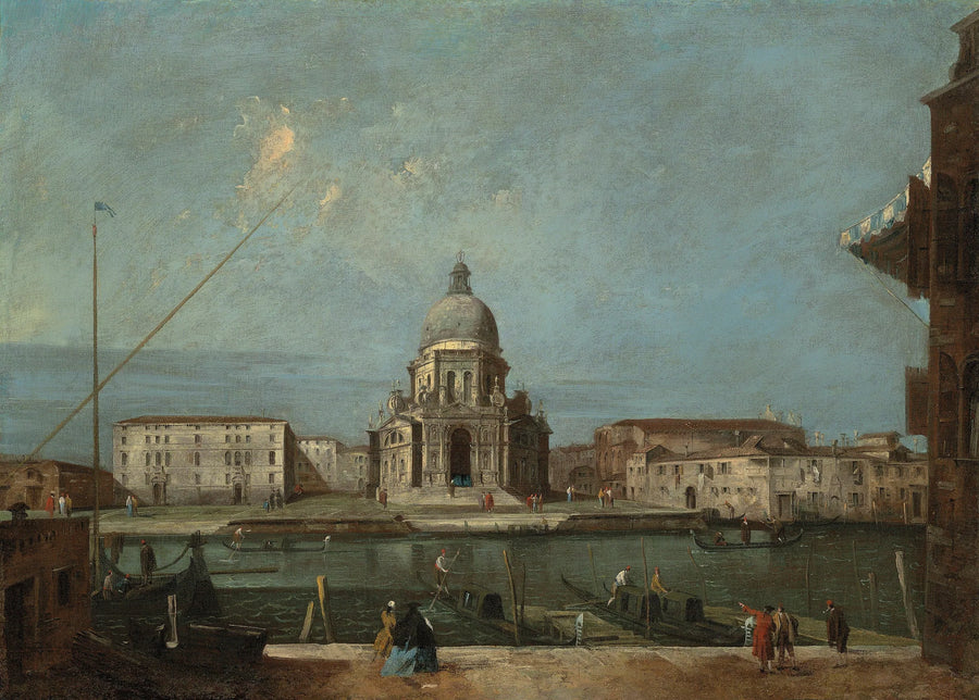 Una vista del Gran Canal, Venecia, con la iglesia de Santa Maria della Salute - Francesco Guardi