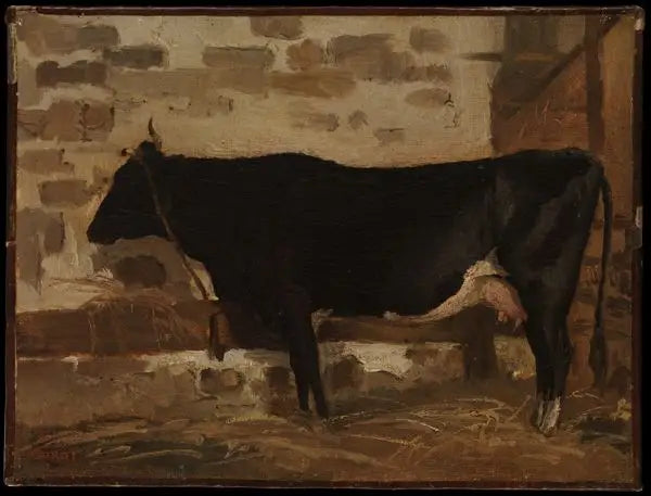 Vaca en un granero - Jean-Baptiste Camille Corot