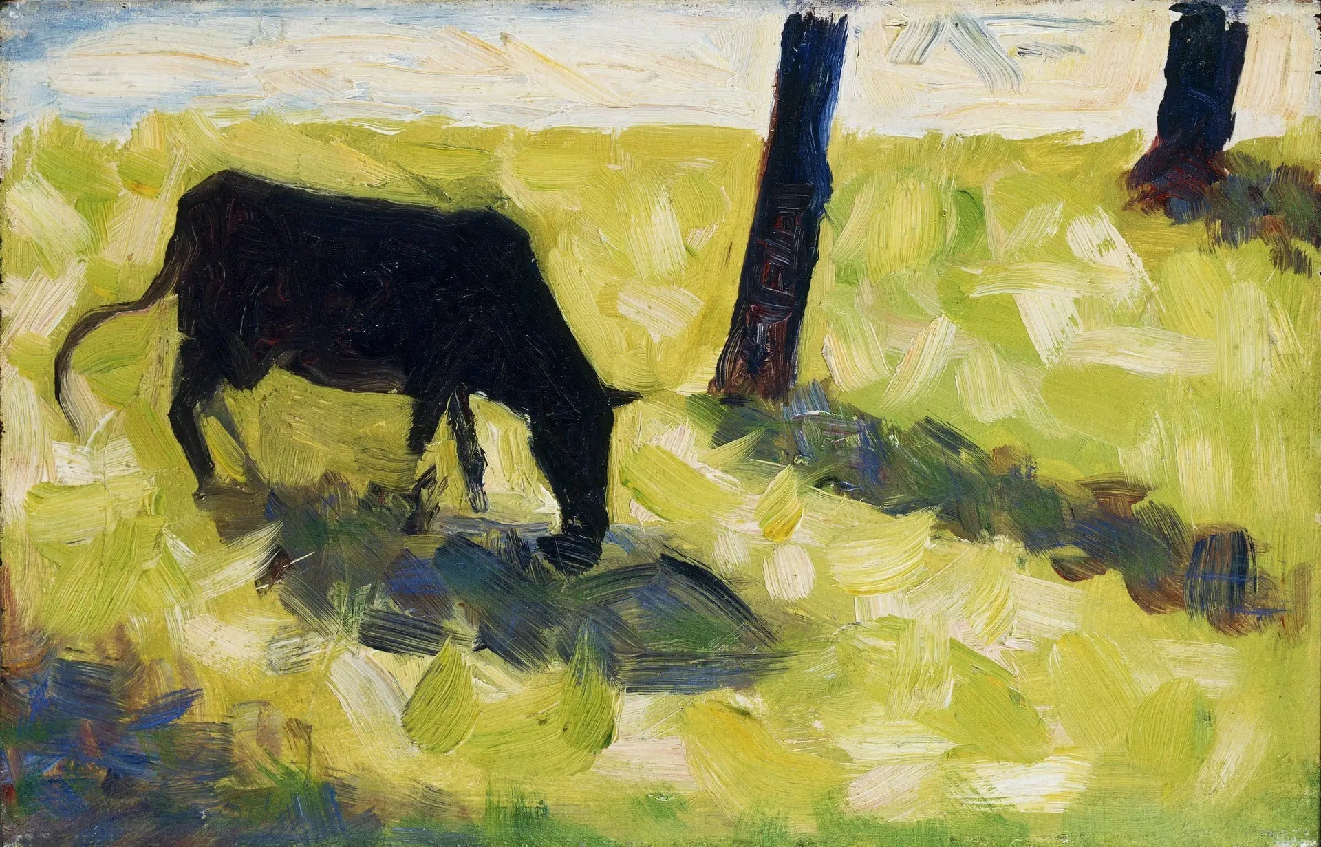 Vache noire dans un pré - Georges Seurat image 1 copie peinte à la main à l’huile