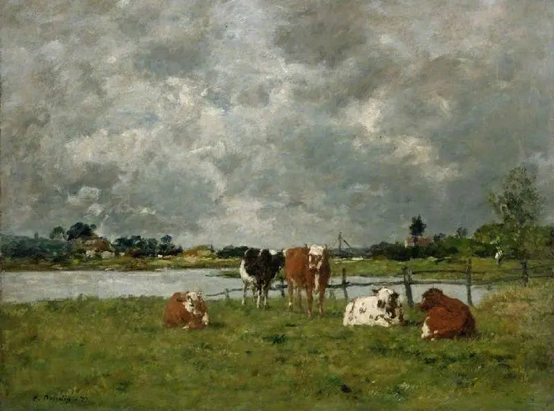 Vacas en un campo bajo un cielo tormentoso, 1877 - Eugène Boudin