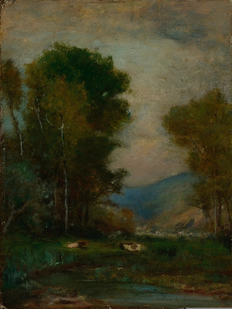 Vacas cerca de un arroyo - George Inness