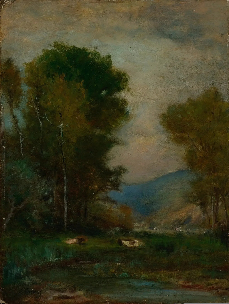 Vacas cerca de un arroyo - George Inness