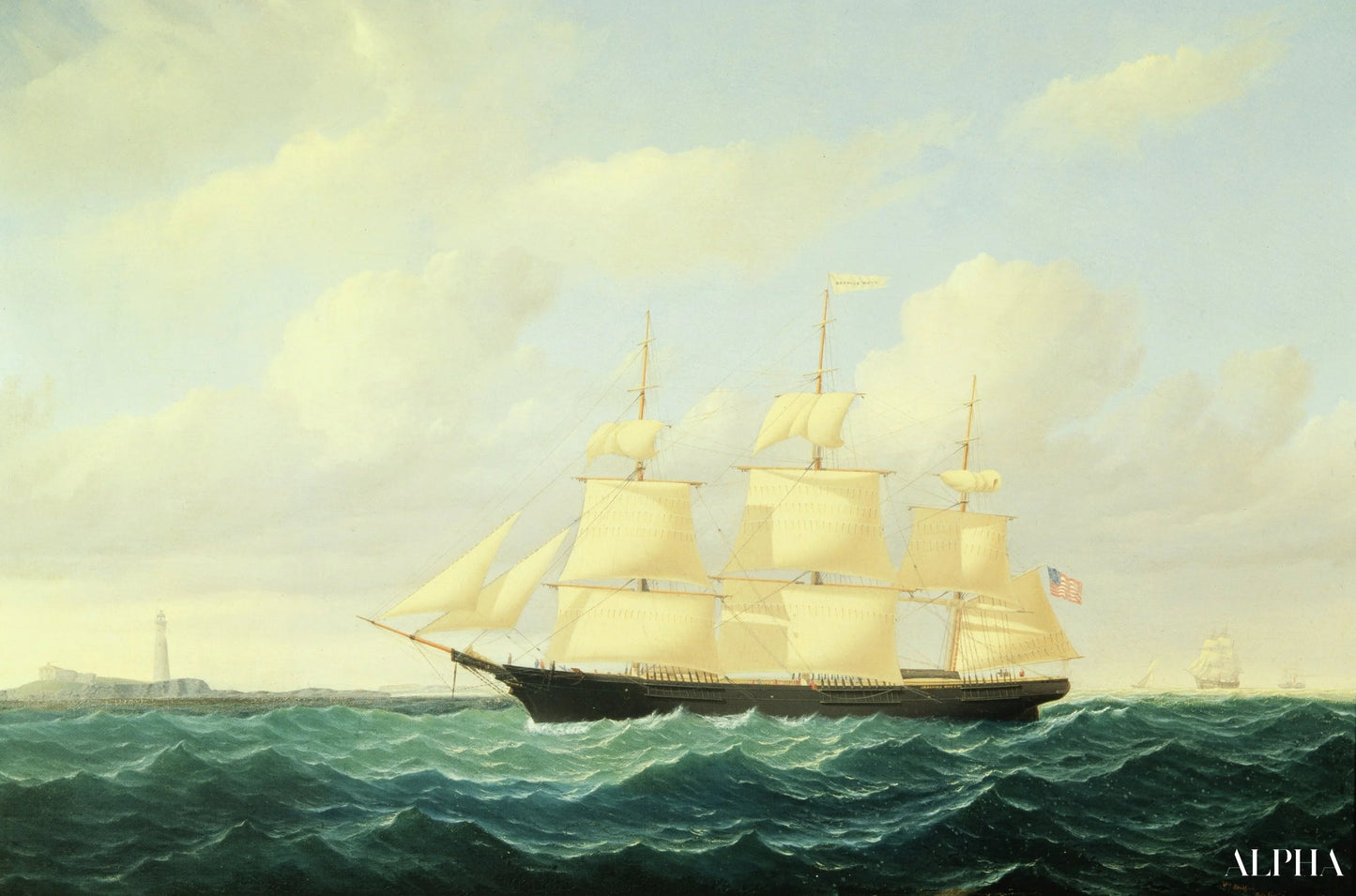 Vague déferlante Clipper Ship au large du phare de Boston, 1855 - William Bradford - Reproductions de tableaux et peintures haut de gamme