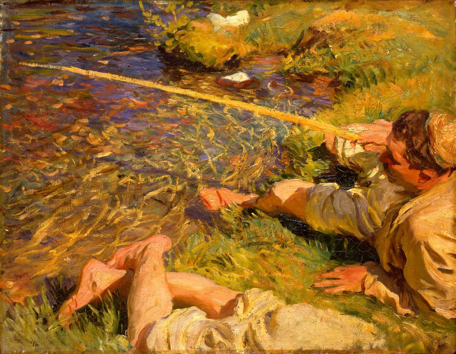 Valle de Aosta: Un hombre pescando - John Singer Sargent
