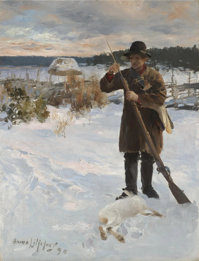 Vördshusarn, cazador campesino en un paisaje invernal - Bruno Liljefors