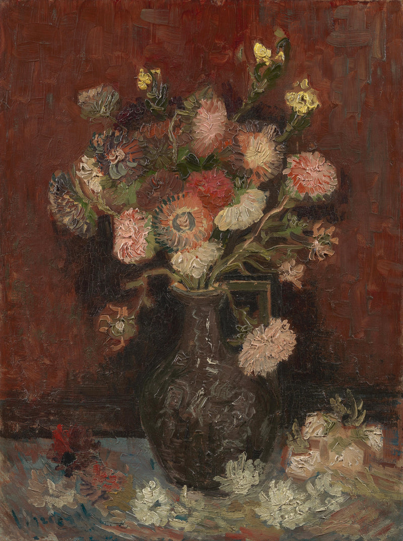Jarrón con asteres chinos y gladiolos - Vincent van Gogh