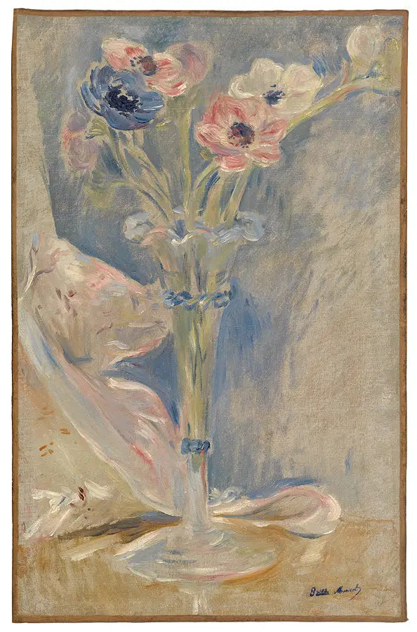 Jarrón con anémonas y bolsa de caramelos - Berthe Morisot