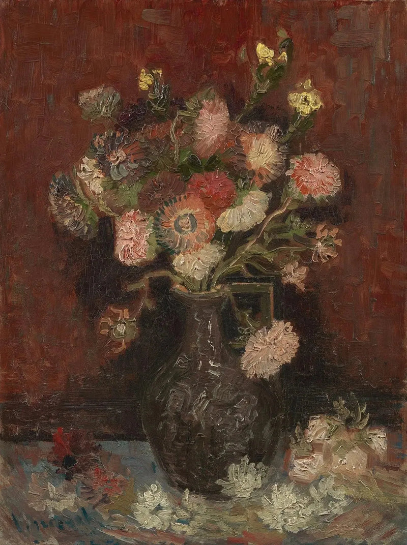 Jarrón con asteres chinos y gladiolos - Vincent van Gogh