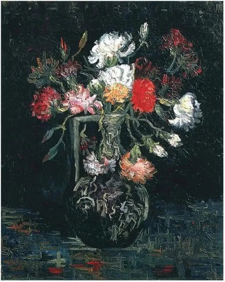 Jarrón con claveles blancos y rojos - Vincent van Gogh