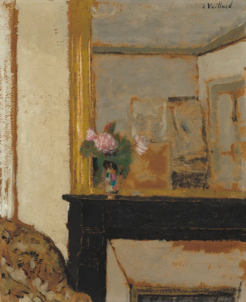 Jarrón de flores sobre una chimenea - Édouard Vuillard