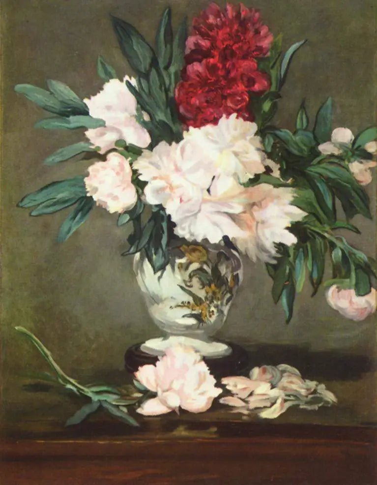 Jarrón de peonías sobre pedestal - Édouard Manet