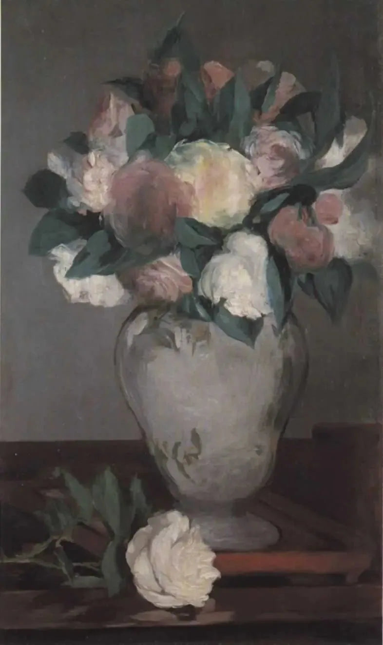 Jarrón de peonías sobre una bandeja lacada - Édouard Manet
