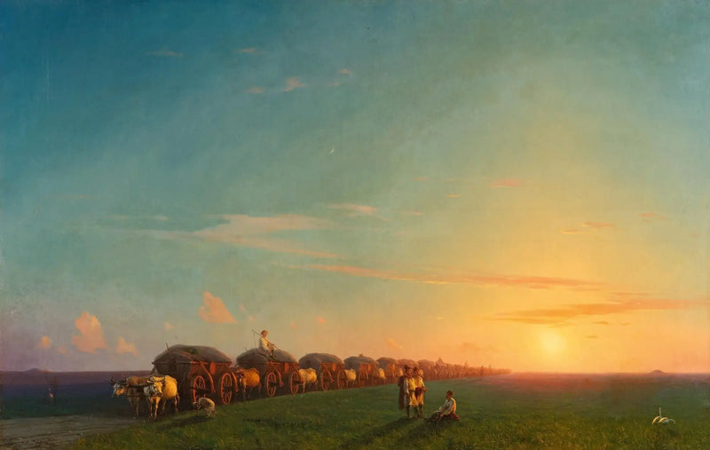 Amplio paisaje con colonos - Ivan Aïvazovski
