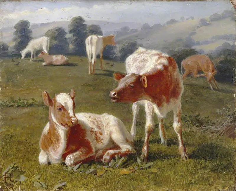 Vaquitas en un prado - Briton Rivière