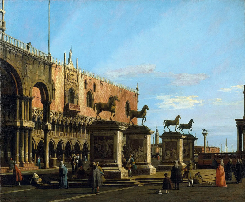 Venecia: capricho de la Piazzetta con los caballos de San Marcos - Canaletto