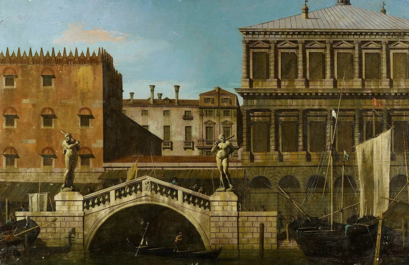 Venecia: capricho de la Zecca y los graneros con el Ponte della Pescaria - Canaletto