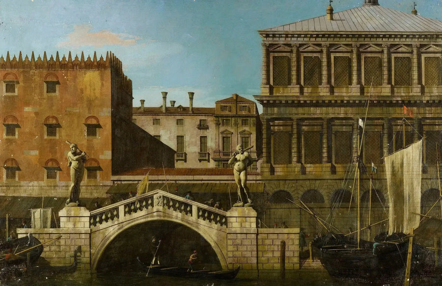 Venecia: capricho de la Zecca y los graneros con el Ponte della Pescaria - Canaletto