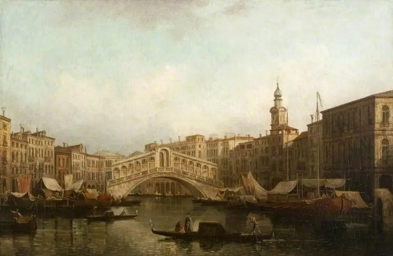 Venecia: El Gran Canal, con el puente de Rialto visto desde el sur - Canaletto