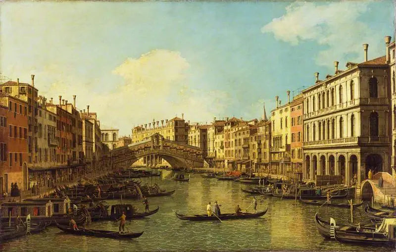 Venecia: el Gran Canal del Palacio Dolfin-Manin hacia el puente del Rialto - Canaletto
