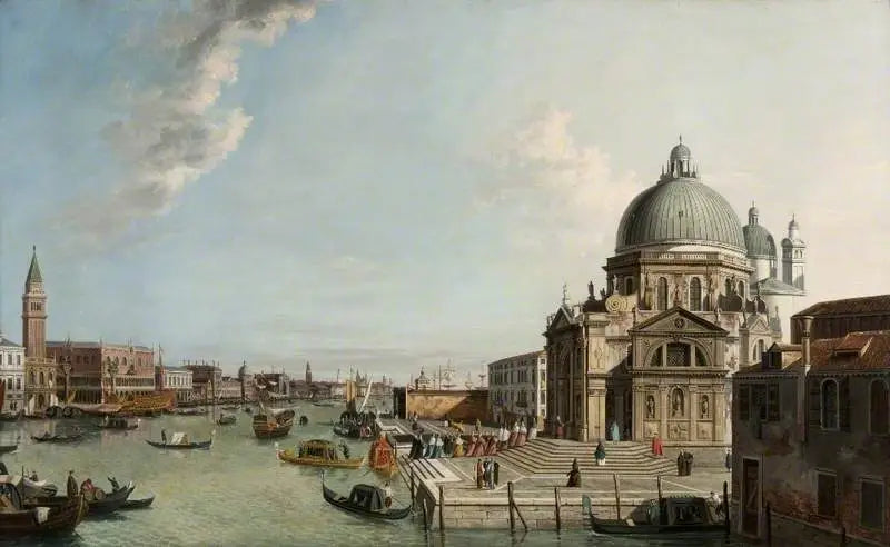 Venecia: El Gran Canal visto desde el este, con la iglesia Santa Maria della Salute - Canaletto