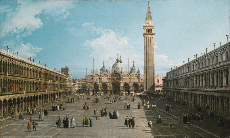 Venecia: una vista de la Plaza de San Marcos mirando hacia el este en dirección a la basílica - Canaletto