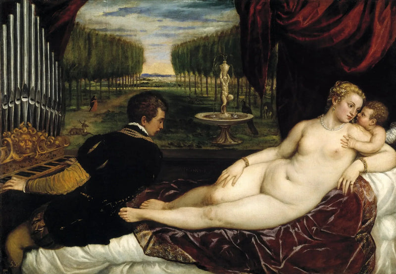 Venus con un organista y Cupido - Titian