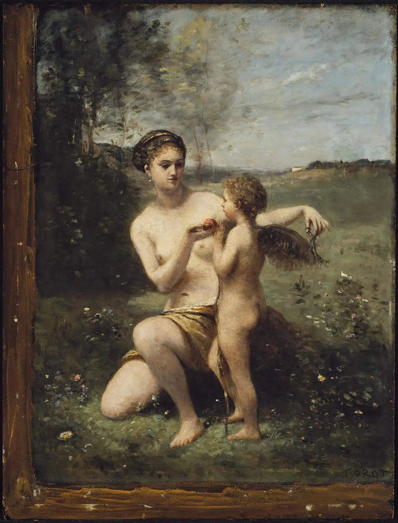 Venus cortando las alas de Cupido - Jean-Baptiste Camille Corot