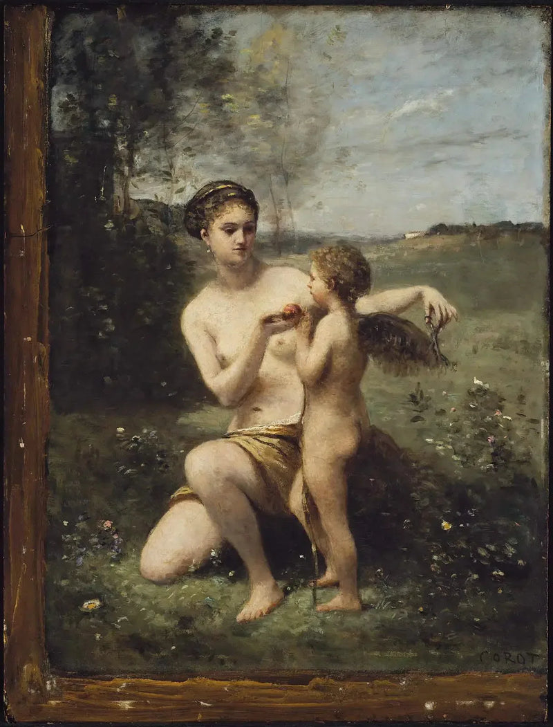 Venus cortando las alas de Cupido - Jean-Baptiste Camille Corot