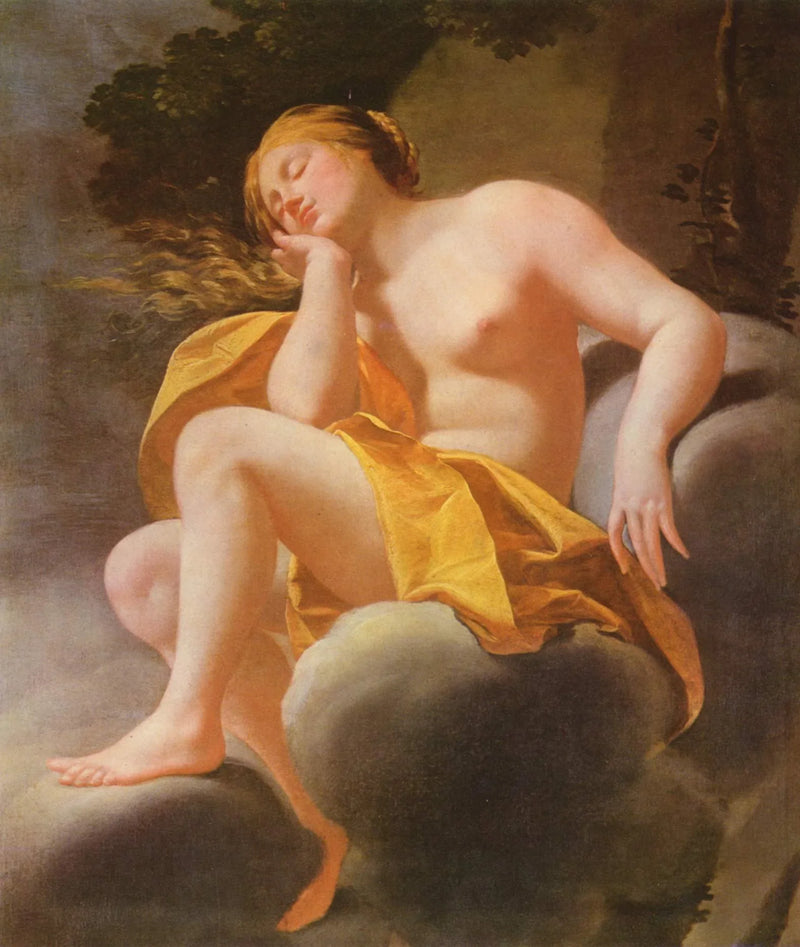 Venus durmiente sobre las nubes - Simon Vouet