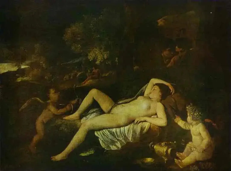 Venus durmiente con el Amor - Nicolas Poussin